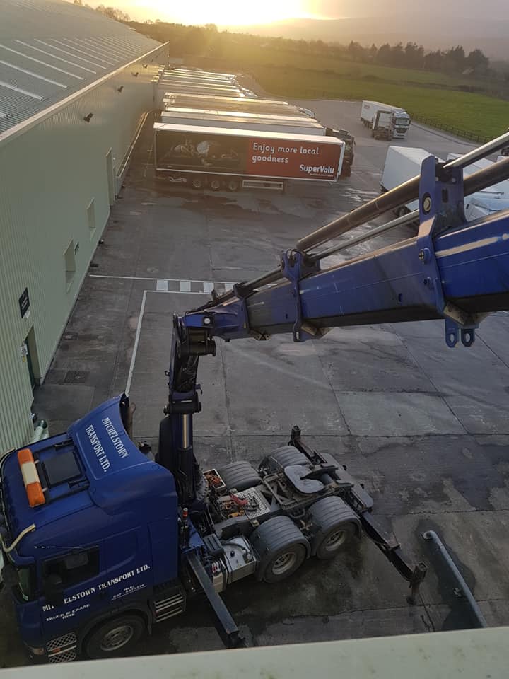 truck crane being operated